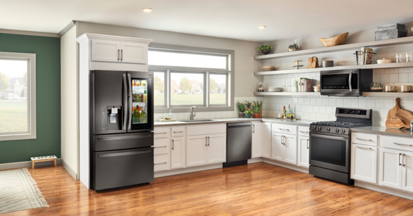 Black stainless deals steel white kitchen